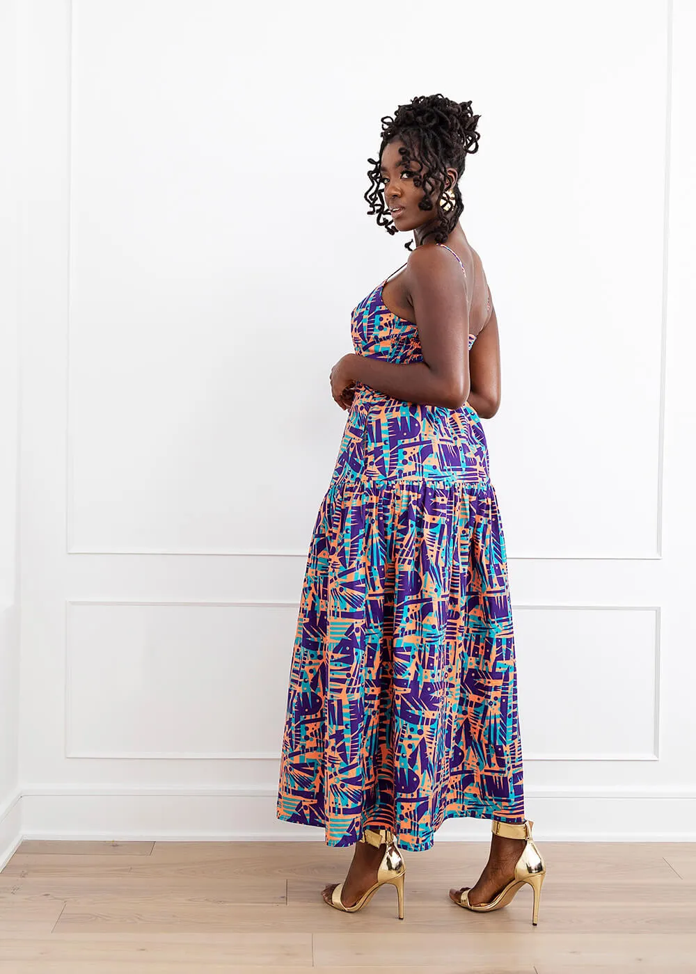 Kenyatta Women's African Print Maxi Dress (Tropical Stamp) sold by D'iyanu product image thumbnail 3
