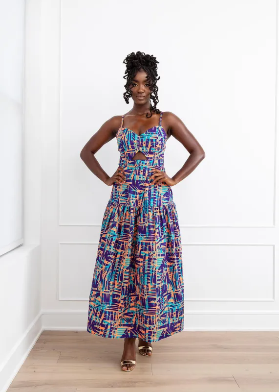 Kenyatta Women's African Print Maxi Dress (Tropical Stamp) sold by D'iyanu