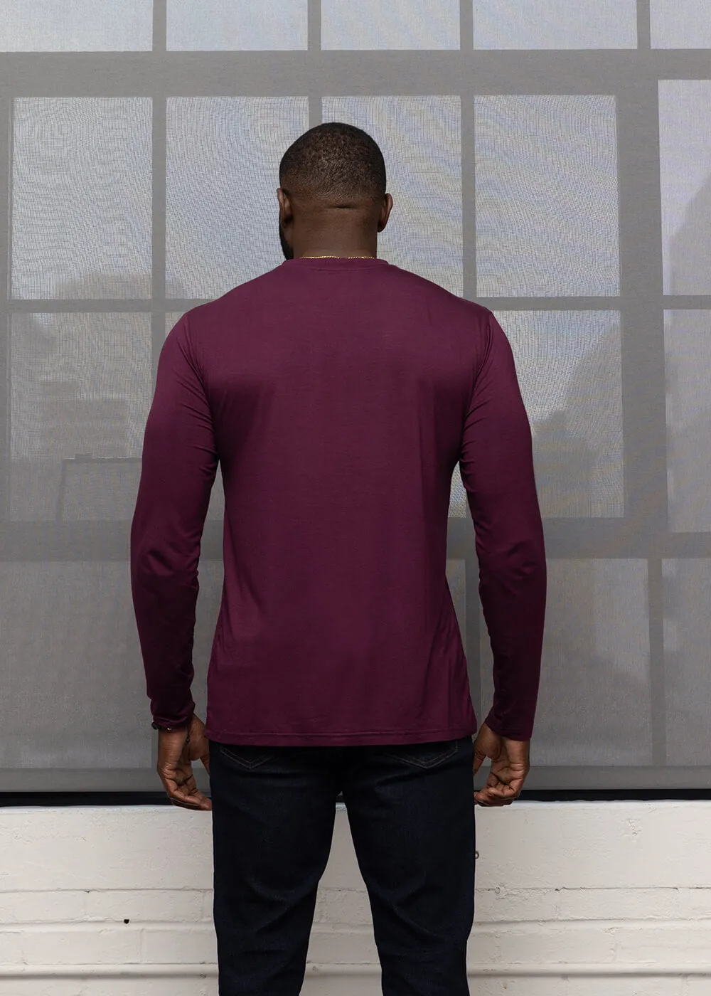 Ore Men's African Print Long Sleeve T-Shirt (Plum/Plum Gold Tribal) sold by D'iyanu product image thumbnail 3