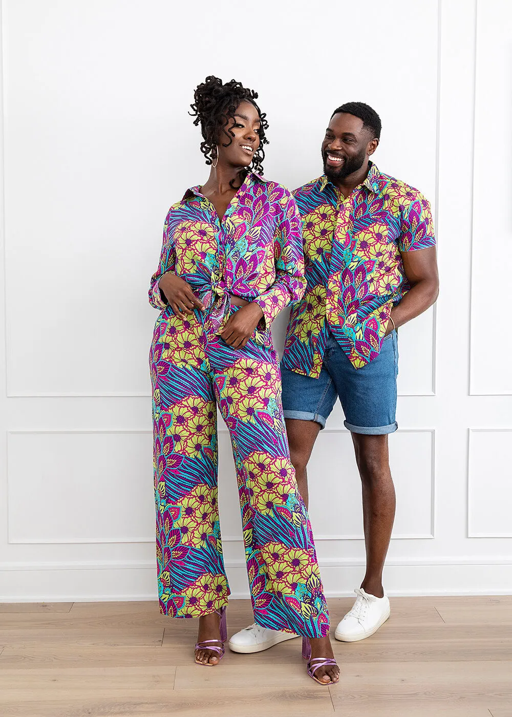 Sika Women's African Print Wide Leg Pants (Aqua Flowers)-Clearance sold by D'iyanu product image thumbnail 5