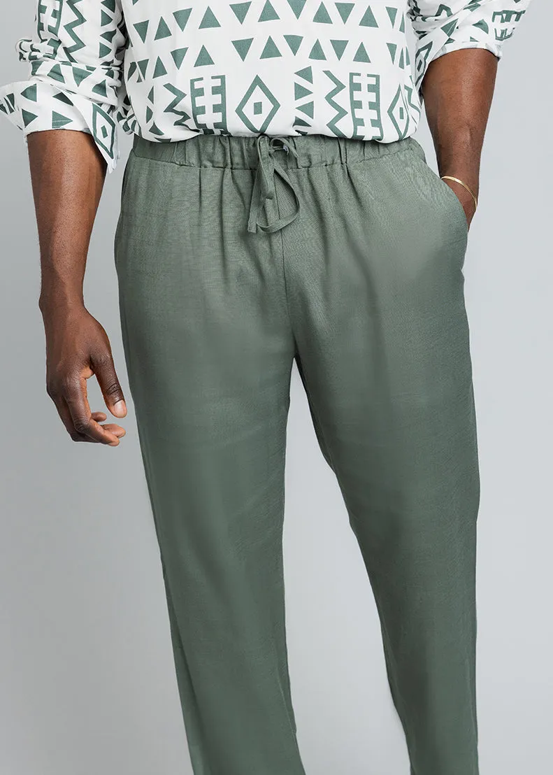 Asan Men's Linen Blend Pants (Olive) sold by D'iyanu