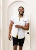 Salim Men's African Print Color-Blocked Shirt (Abstract Lines) - Clearance sold by D'iyanu