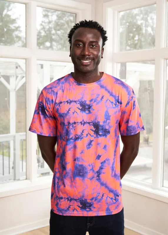 Edalo Men's African Print Active T-Shirt (Sunset Tie Dye) - Clearance sold by D'iyanu