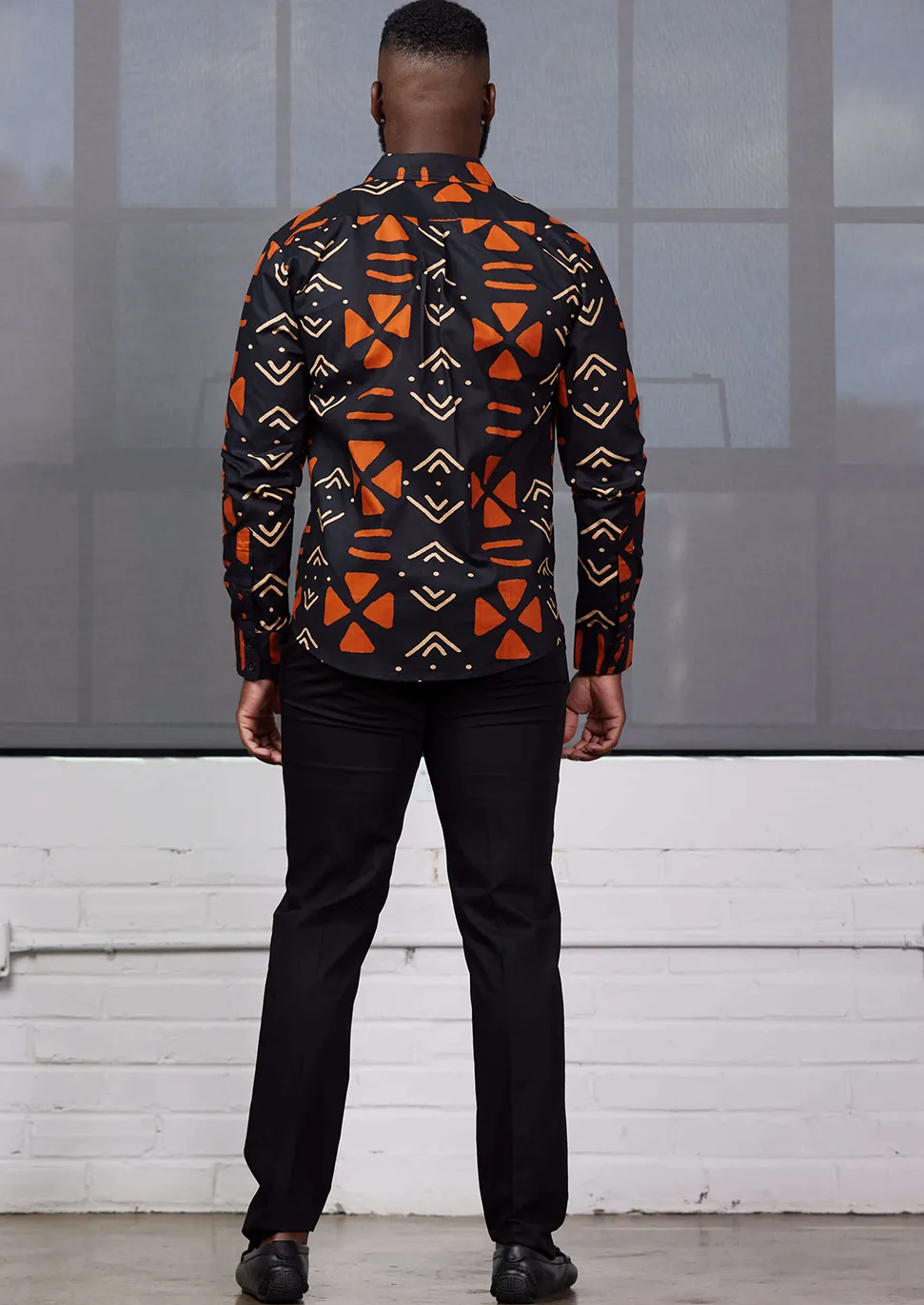 Chane Men's African Print Button-Up Shirt (Natural Mudcloth) sold by D'iyanu product image thumbnail 3