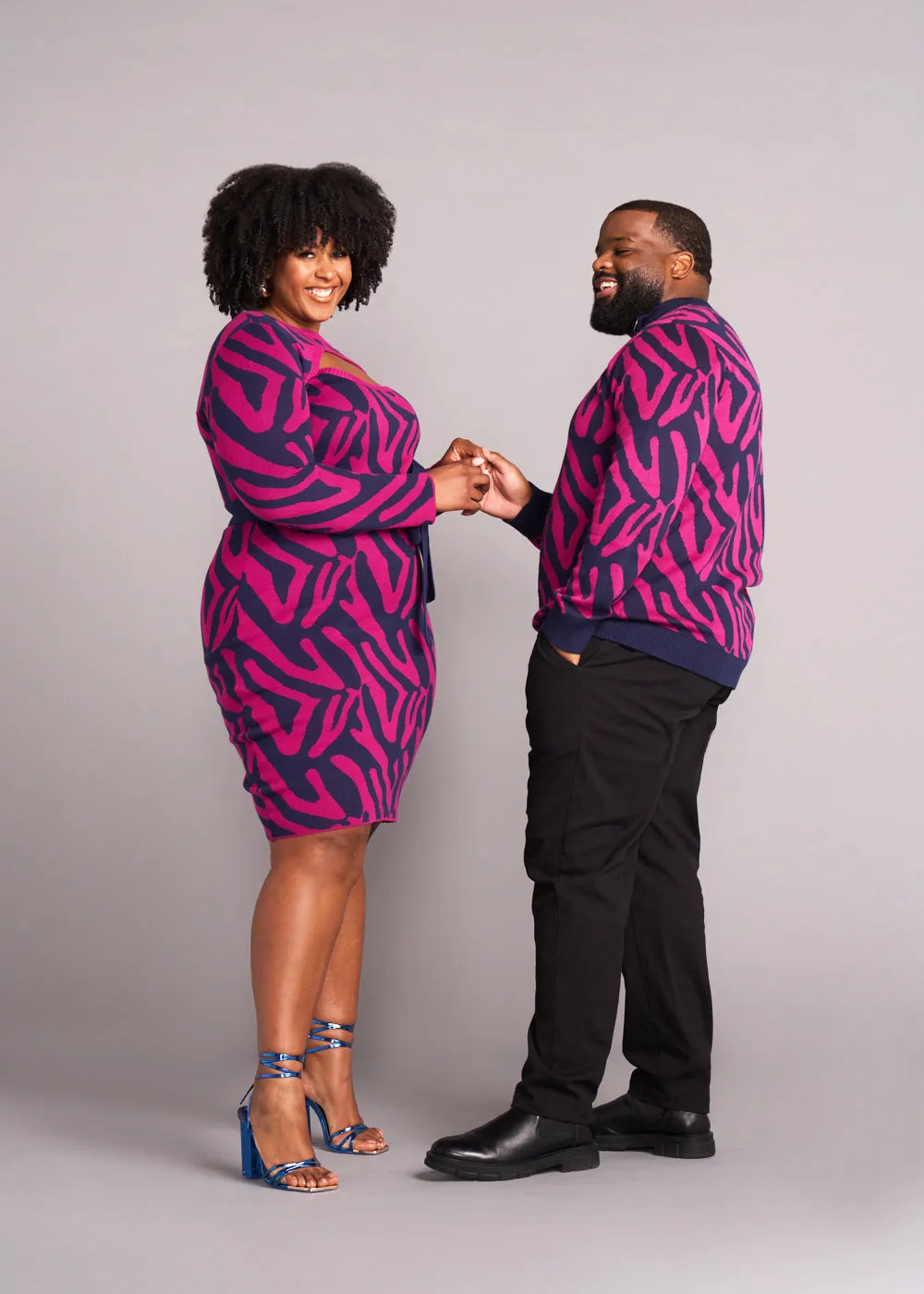 Hamadi Men's African Print Quarter Zip Sweater (Berry Zebra Abstract) - Clearance sold by D'iyanu product image thumbnail 4