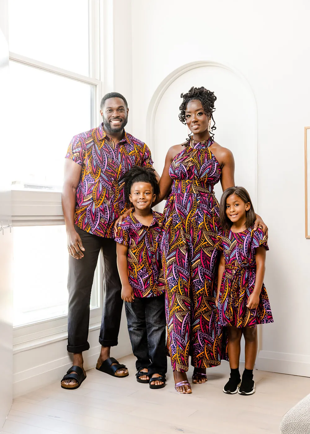 Keyon Men's African Print Button-Up Shirt (Sunset Leaves) sold by D'iyanu product image thumbnail 5