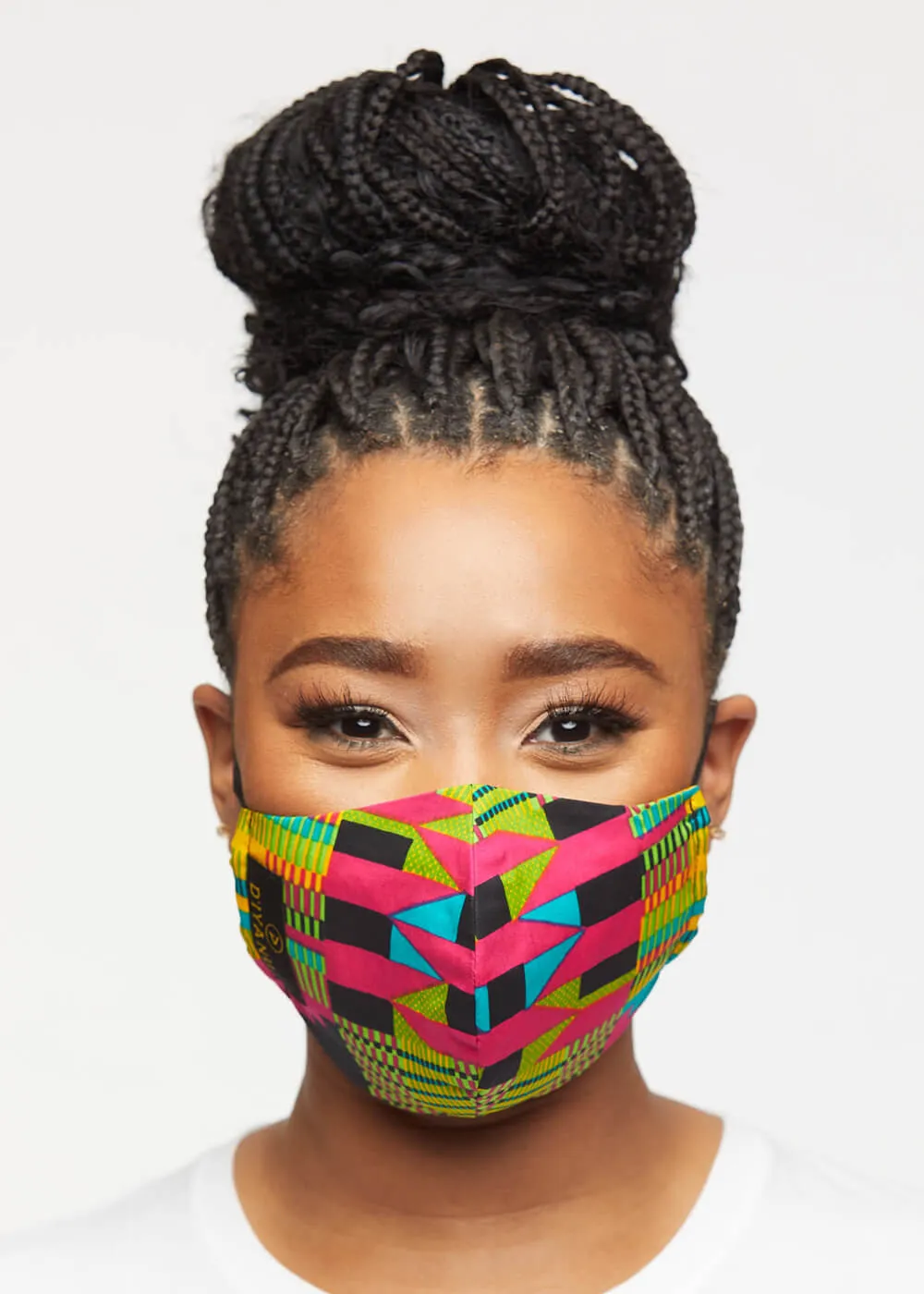 Dabo African Print 2 Layer Reusable Face Mask (Raspberry Yellow Kente)-Clearance sold by D'iyanu