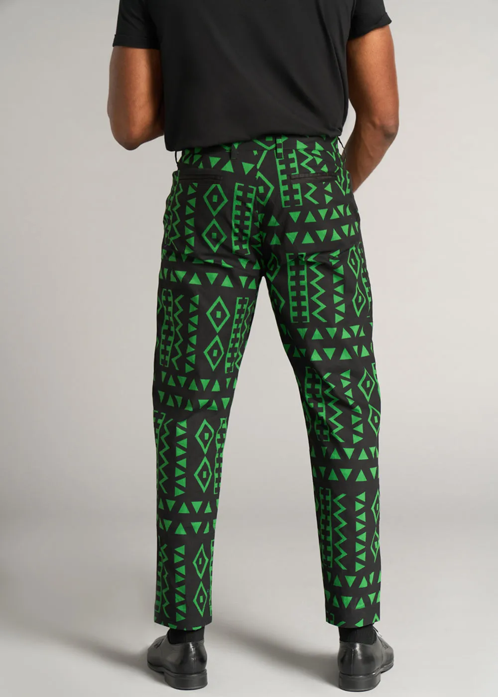 Tendai Men's African Print Trousers (Moss Black Geometric) - Clearance sold by D'iyanu product image thumbnail 5