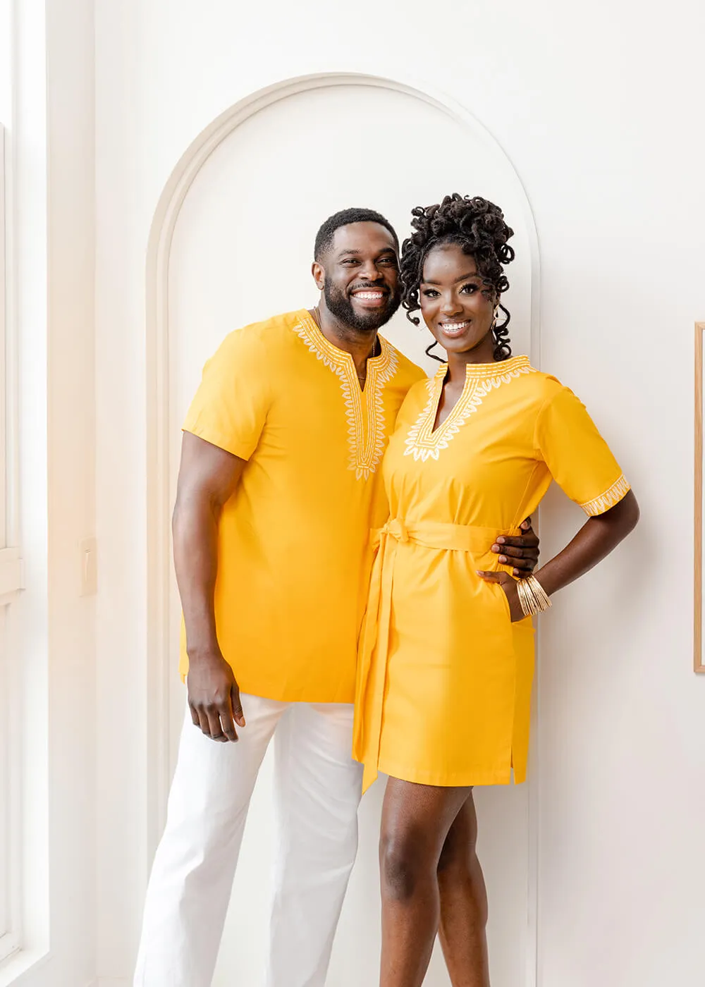 Lubanzi Men's African Embroidered Tunic Shirt (Gold) - Clearance sold by D'iyanu product image thumbnail 4