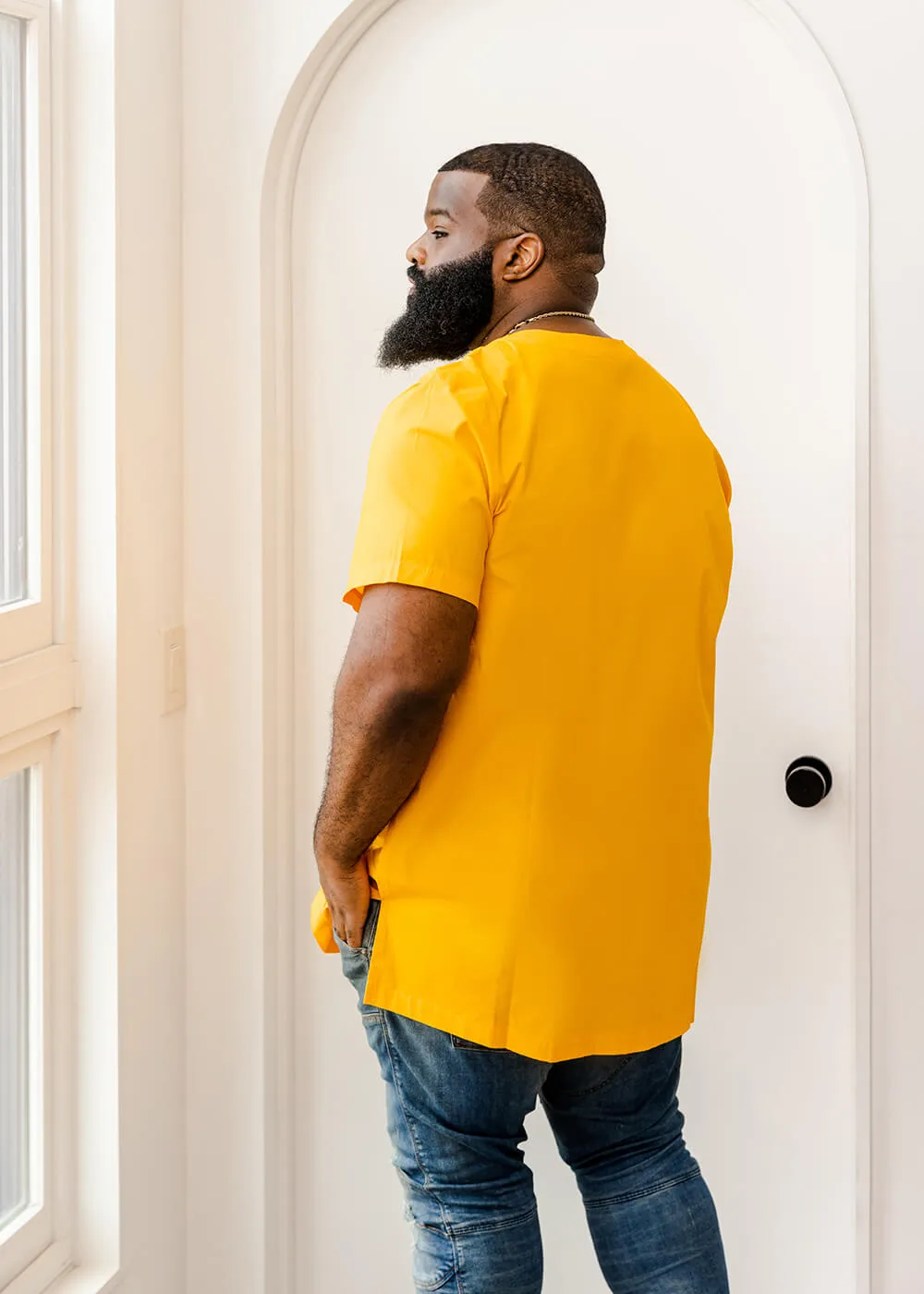 Lubanzi Men's African Embroidered Tunic Shirt (Gold) - Clearance sold by D'iyanu product image thumbnail 5