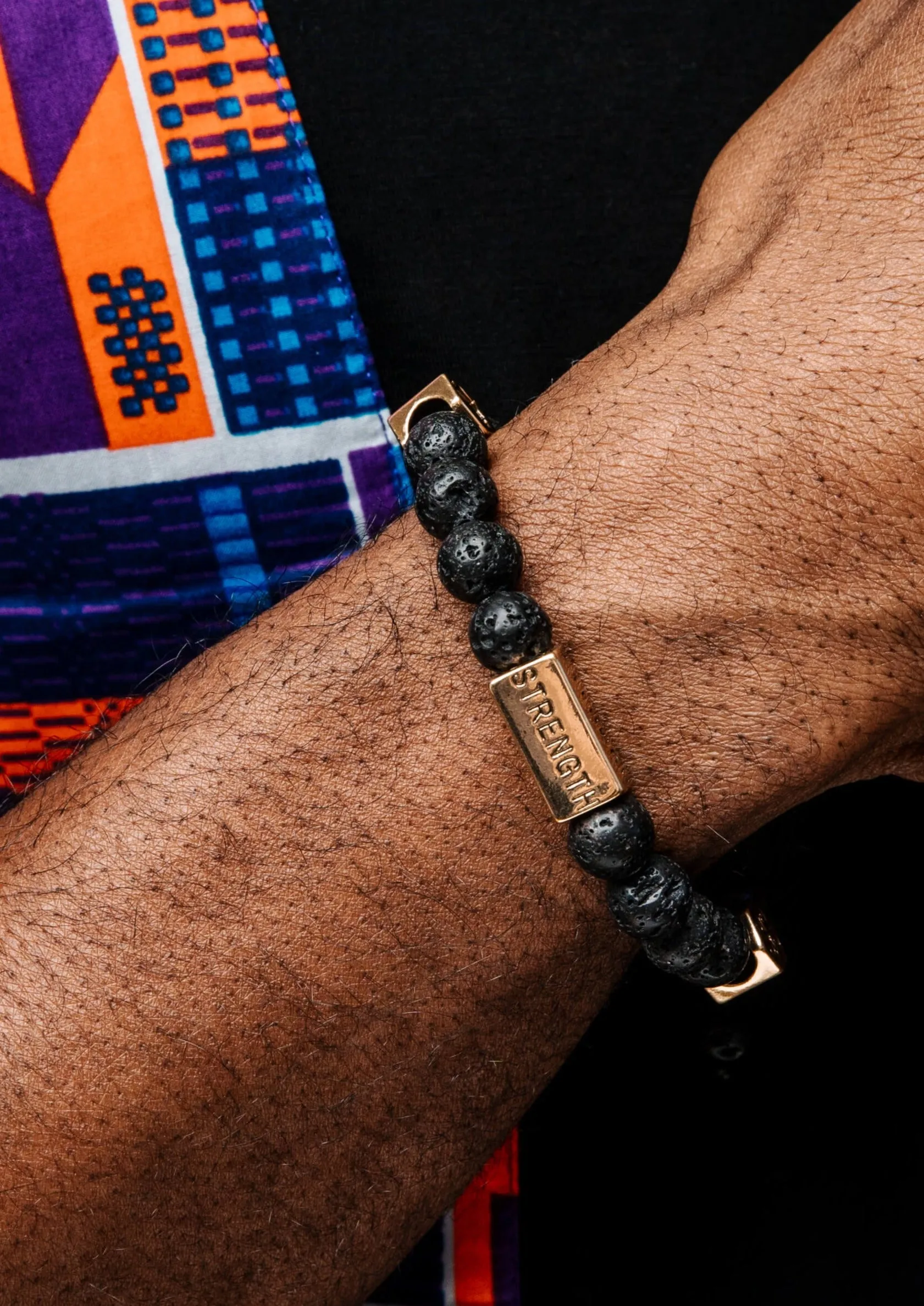 Irele Beaded Humility and Strength Adinkra Symbol Bracelet (Black) sold by D'iyanu product image thumbnail 5