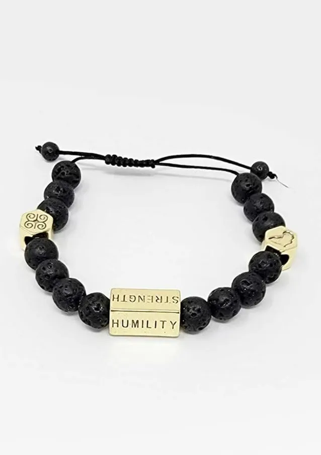 Irele Beaded Humility and Strength Adinkra Symbol Bracelet (Black) sold by D'iyanu product image thumbnail 4