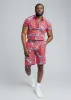 Keyon Men's African Print Button-Up Shirt (Turquoise Red Circles) - Clearance sold by D'iyanu