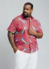 Keyon Men's African Print Button-Up Shirt (Turquoise Red Circles) - Clearance sold by D'iyanu
