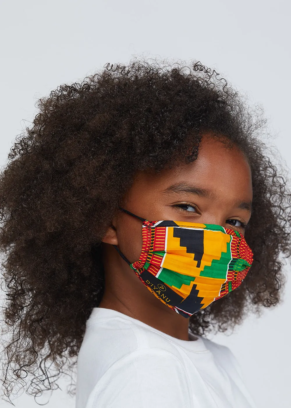 Uzo African Print 2 Layer Reusable Face Mask (Yellow Green Kente)-Clearance sold by D'iyanu product image thumbnail 5