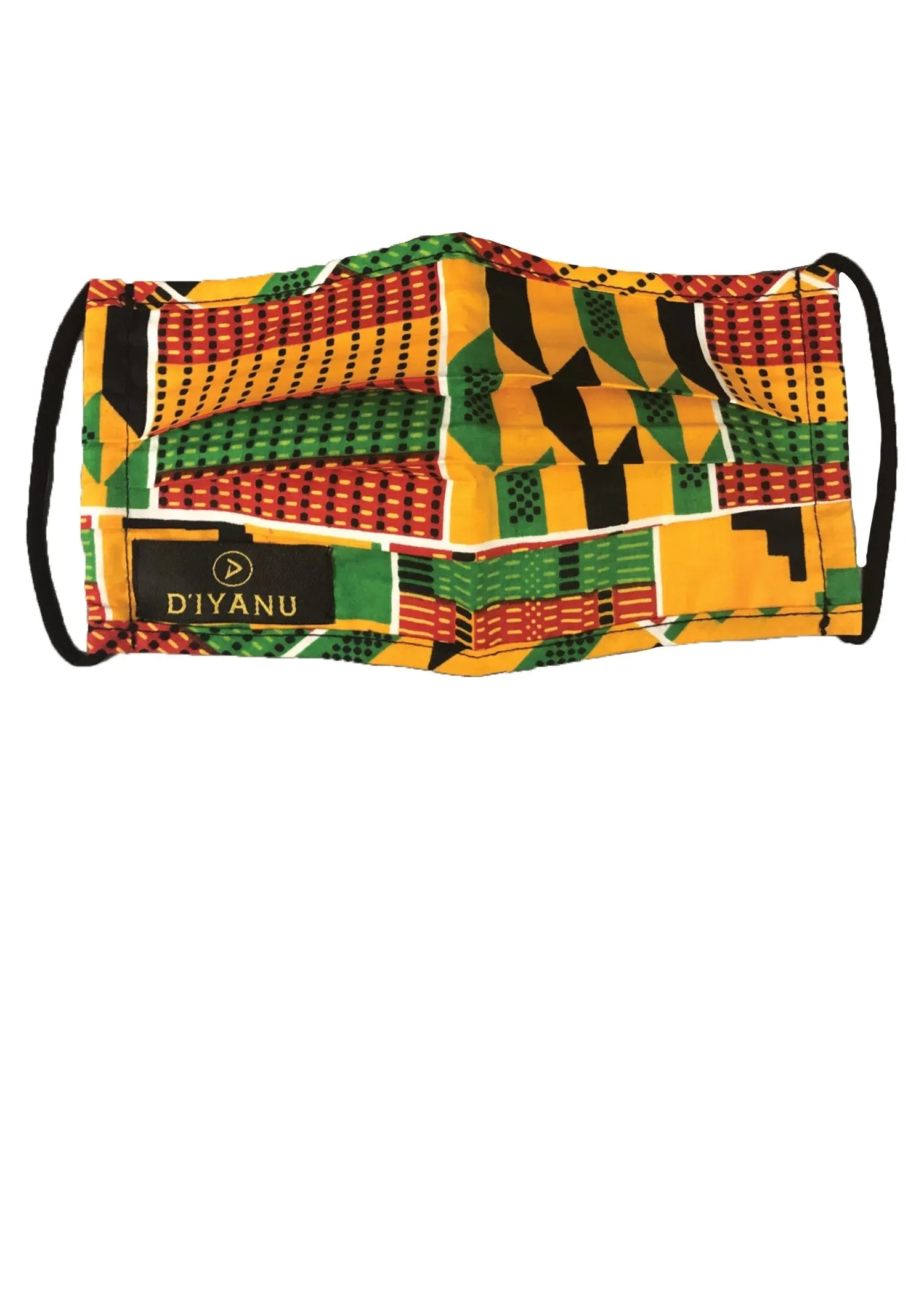 Uzo African Print 2 Layer Reusable Face Mask (Yellow Green Kente)-Clearance sold by D'iyanu product image thumbnail 2