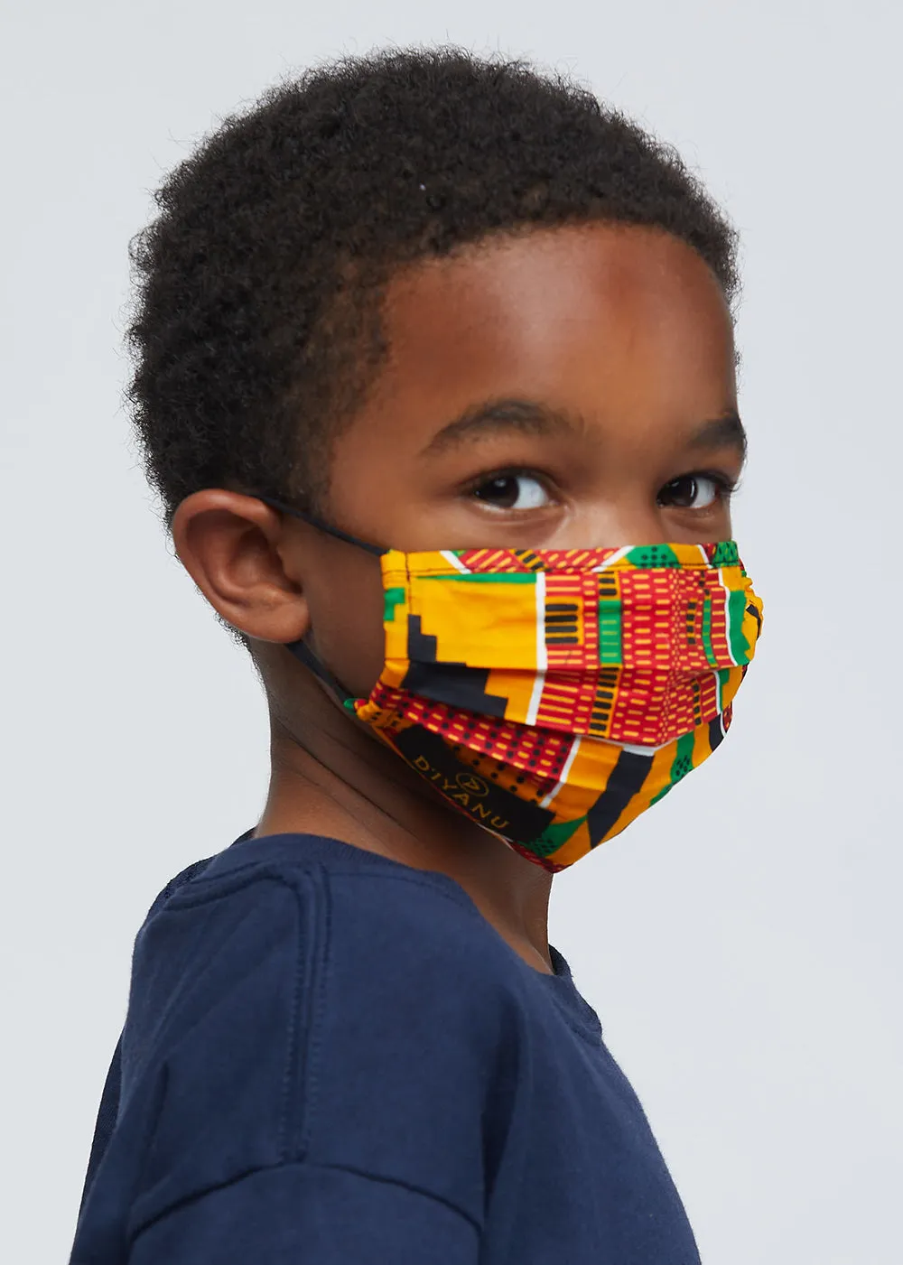 Uzo African Print 2 Layer Reusable Face Mask (Yellow Green Kente)-Clearance sold by D'iyanu product image thumbnail 3