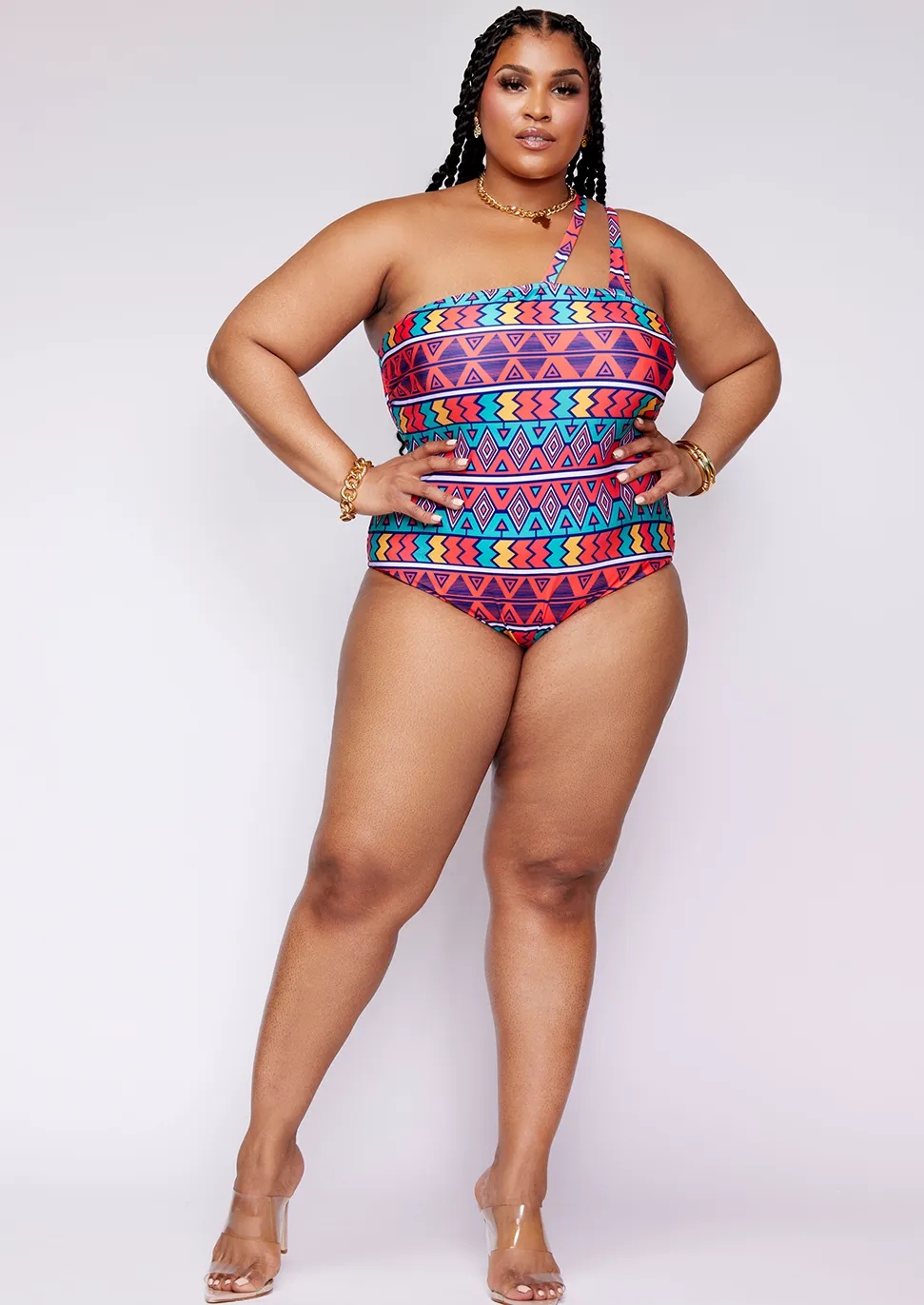 Adowa Women's African Print Swimsuit (Rainbow Tribal) - Clearance sold by D'iyanu product image thumbnail 5