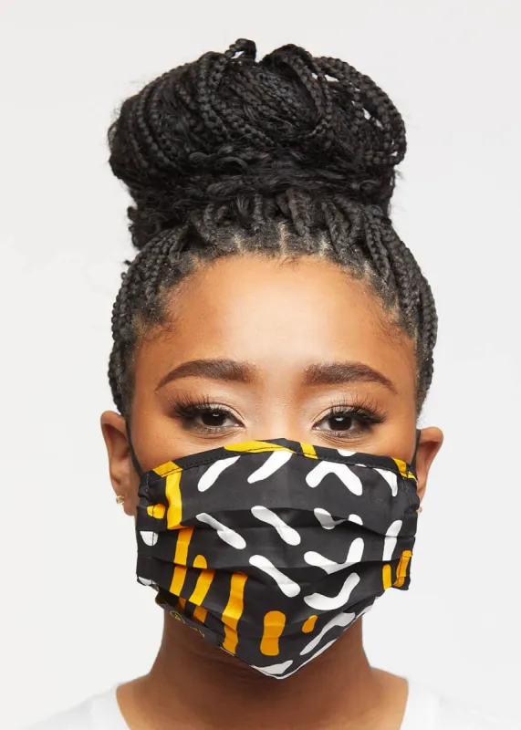 Uzo African Print 2 Layer Reusable Face Mask (Black Gold Mudcloth)-Clearance sold by D'iyanu