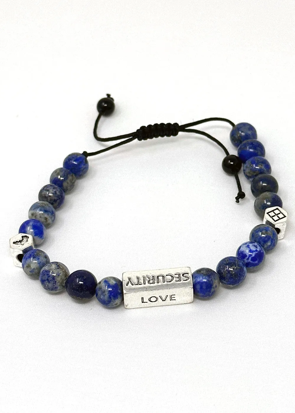 Nife Unisex Adinkra Symbol Beaded Bracelet (Lapiz Lazuli with Silver) sold by D'iyanu product image thumbnail 5