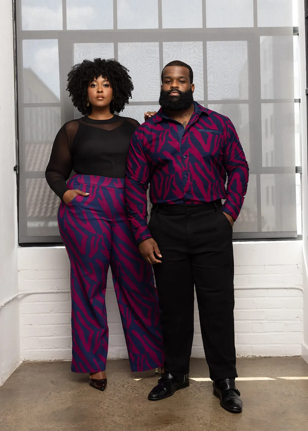 Thema Women's African Print Wide Leg Stretch Pants (Berry Zebra Abstract) sold by D'iyanu product image thumbnail 4