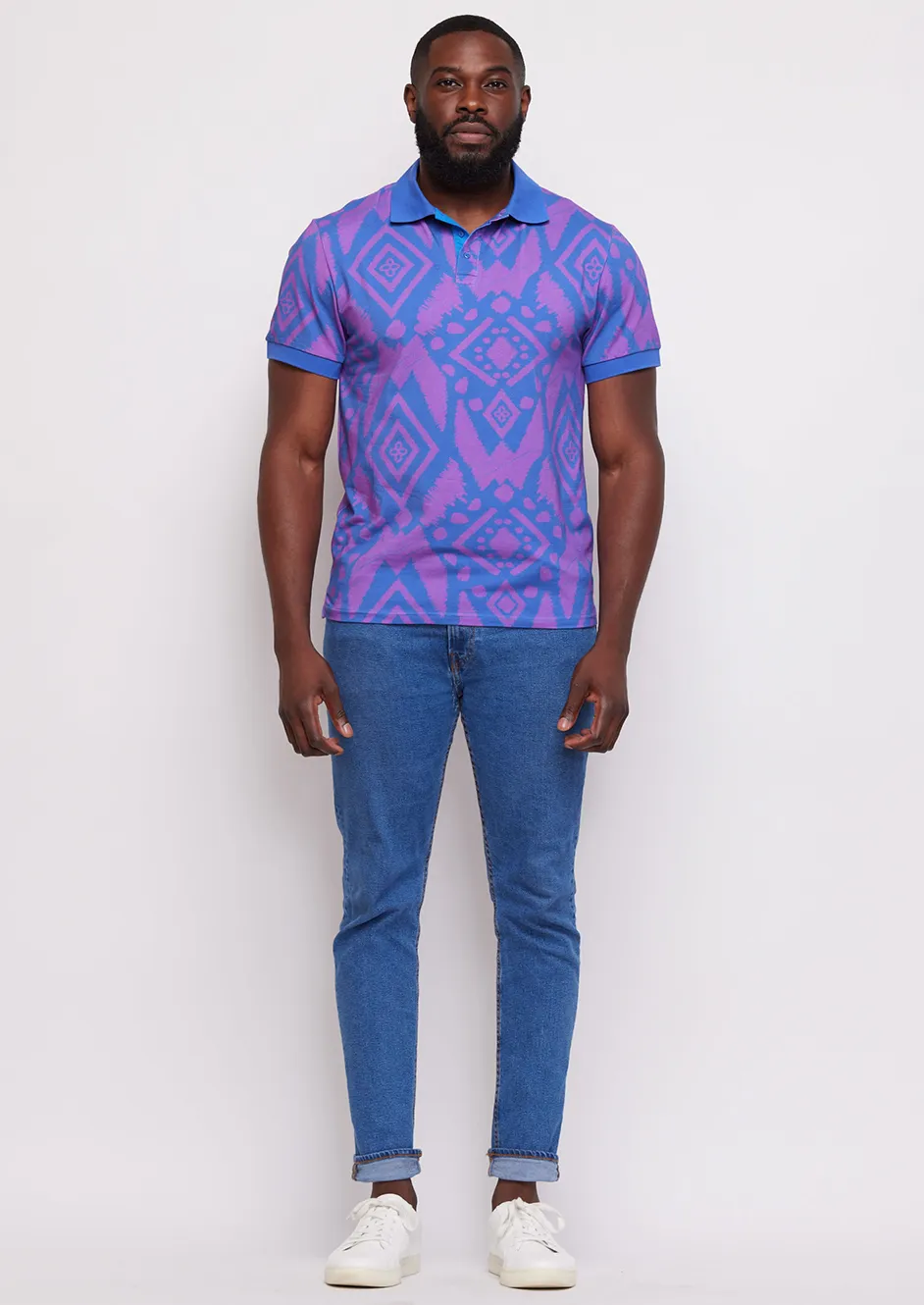 Femi Men's Polo Shirt (Purple Blue Batik) sold by D'iyanu product image thumbnail 2