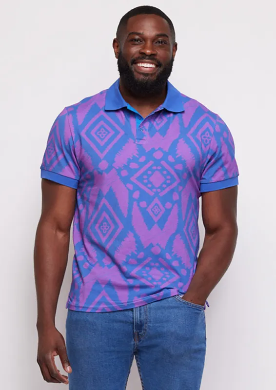 Femi Men's Polo Shirt (Purple Blue Batik) sold by D'iyanu