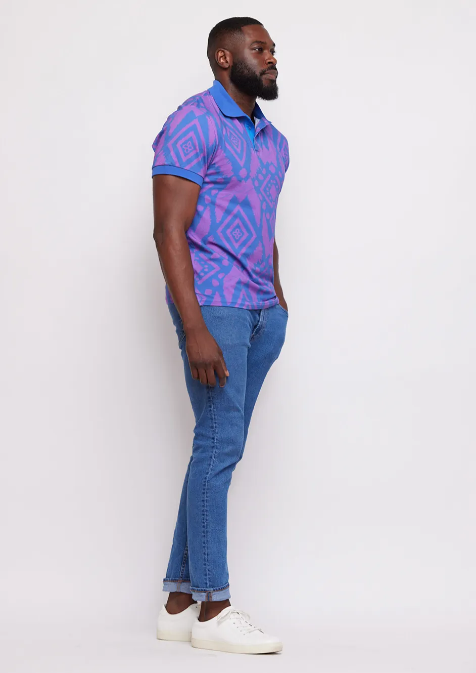 Femi Men's Polo Shirt (Purple Blue Batik) sold by D'iyanu product image thumbnail 3