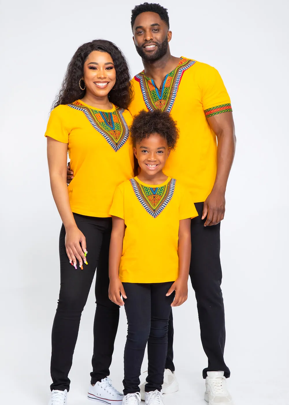 Men's African Print Dashiki T-Shirt (Gold) sold by D'iyanu product image thumbnail 3