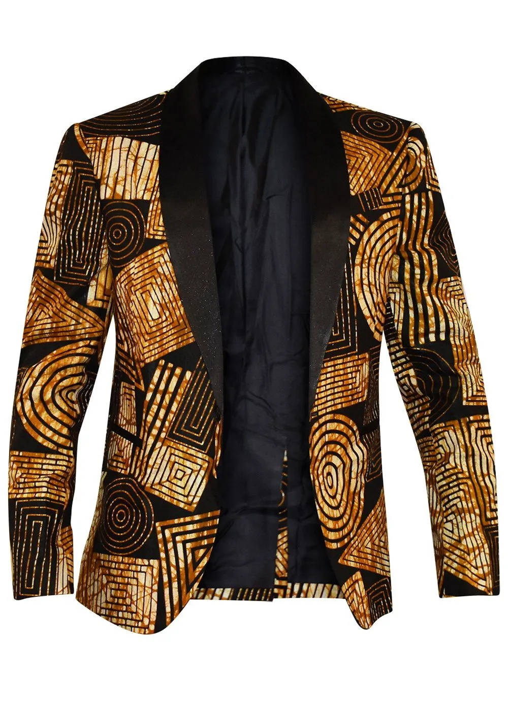 Rammy Men's African Print Blazer (Black Brown Geometric) sold by D'iyanu product image thumbnail 4