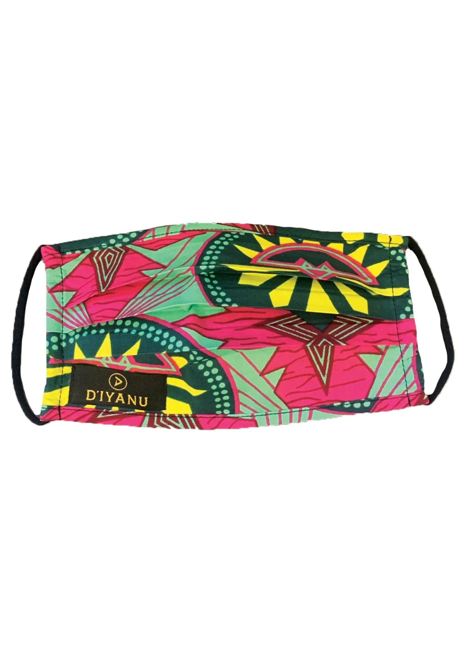 Uzo African Print 2 Layer Reusable Face Mask (Green Pink Sunrise)-Clearance sold by D'iyanu product image thumbnail 2