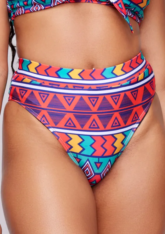 Visola Women's African Print Bikini Bottoms (Rainbow Tribal) - Clearance sold by D'iyanu