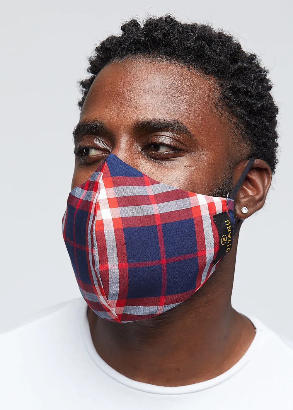 Dabo 2 Layer Reusable Face Mask (Navy Red Plaid)-Clearance sold by D'iyanu product image thumbnail 3