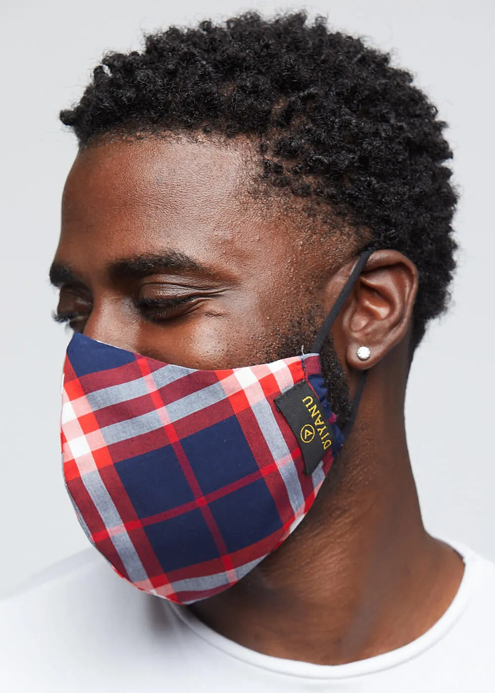 Dabo 2 Layer Reusable Face Mask (Navy Red Plaid)-Clearance sold by D'iyanu