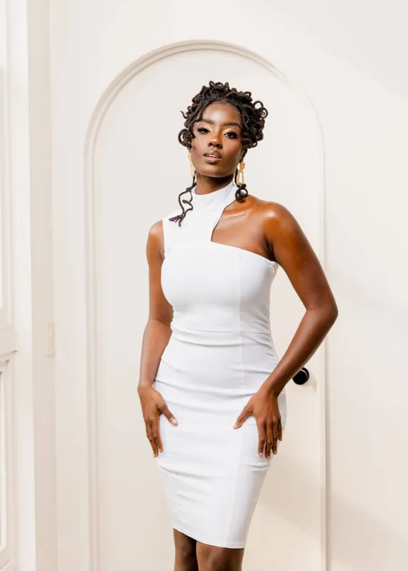Amaka Women's Stretch Dress (White) - Clearance sold by D'iyanu