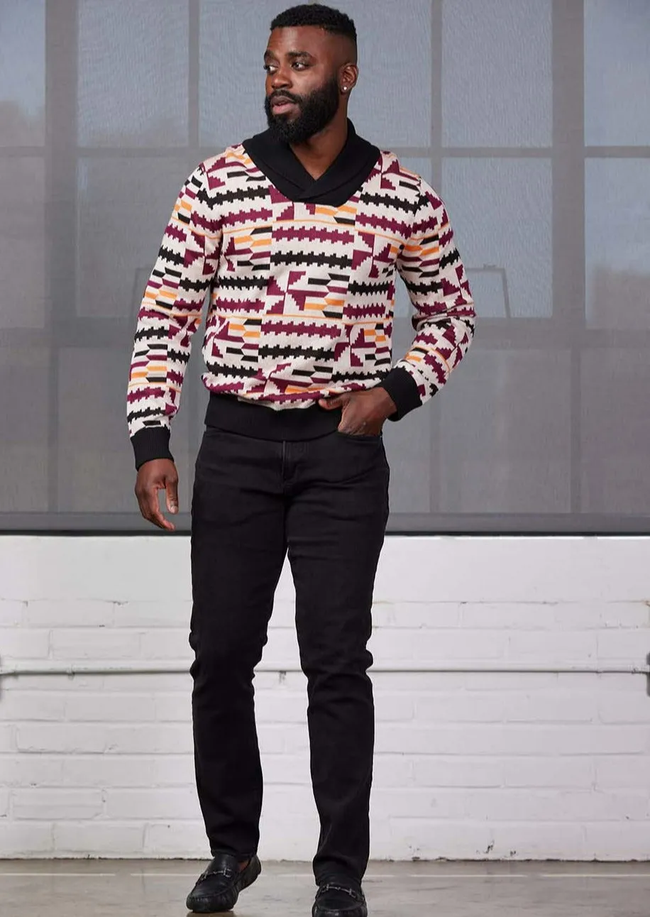 Iferan Men's African Print Sweater (Peach Kente) - Clearance sold by D'iyanu product image thumbnail 2