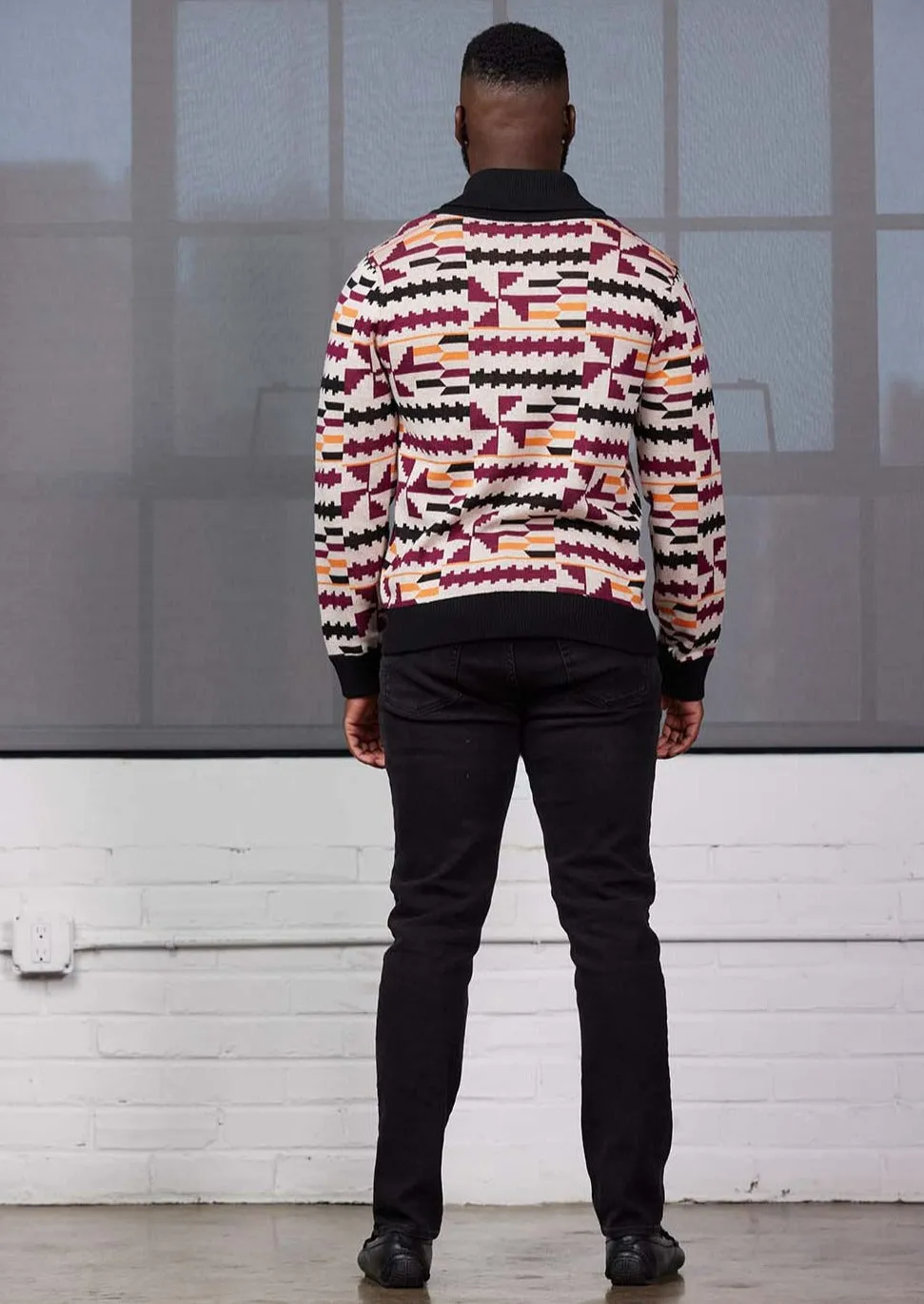 Iferan Men's African Print Sweater (Peach Kente) - Clearance sold by D'iyanu product image thumbnail 3