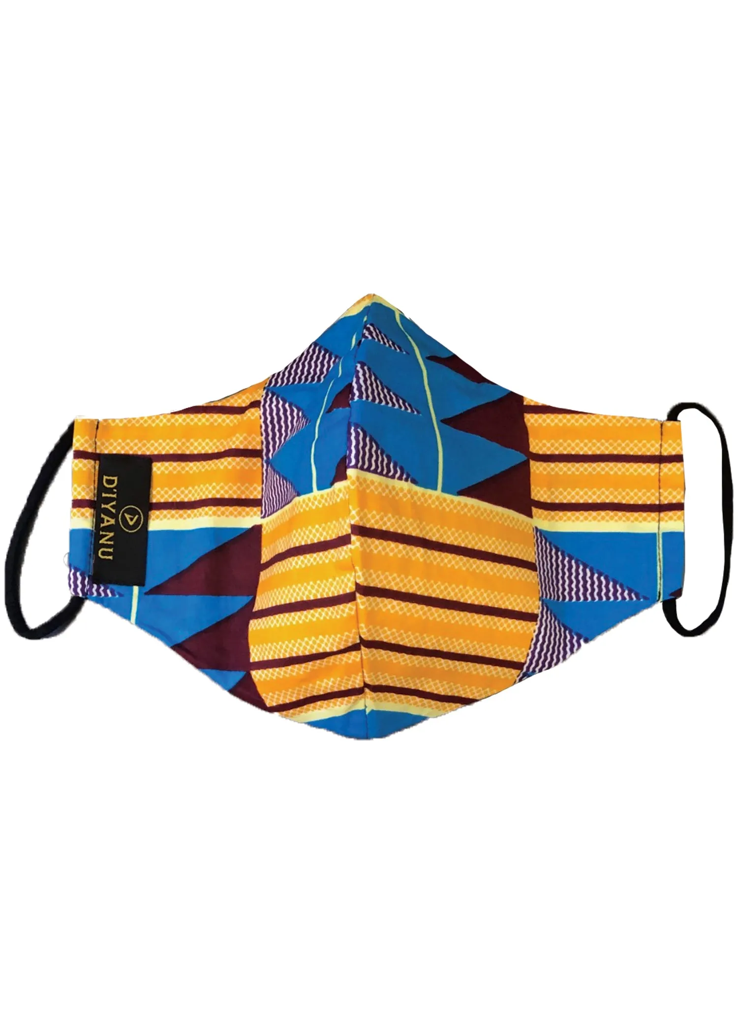Dabo African Print 2 Layer Reusable Face Mask (Tan Blue Kente)-Clearance sold by D'iyanu product image thumbnail 2