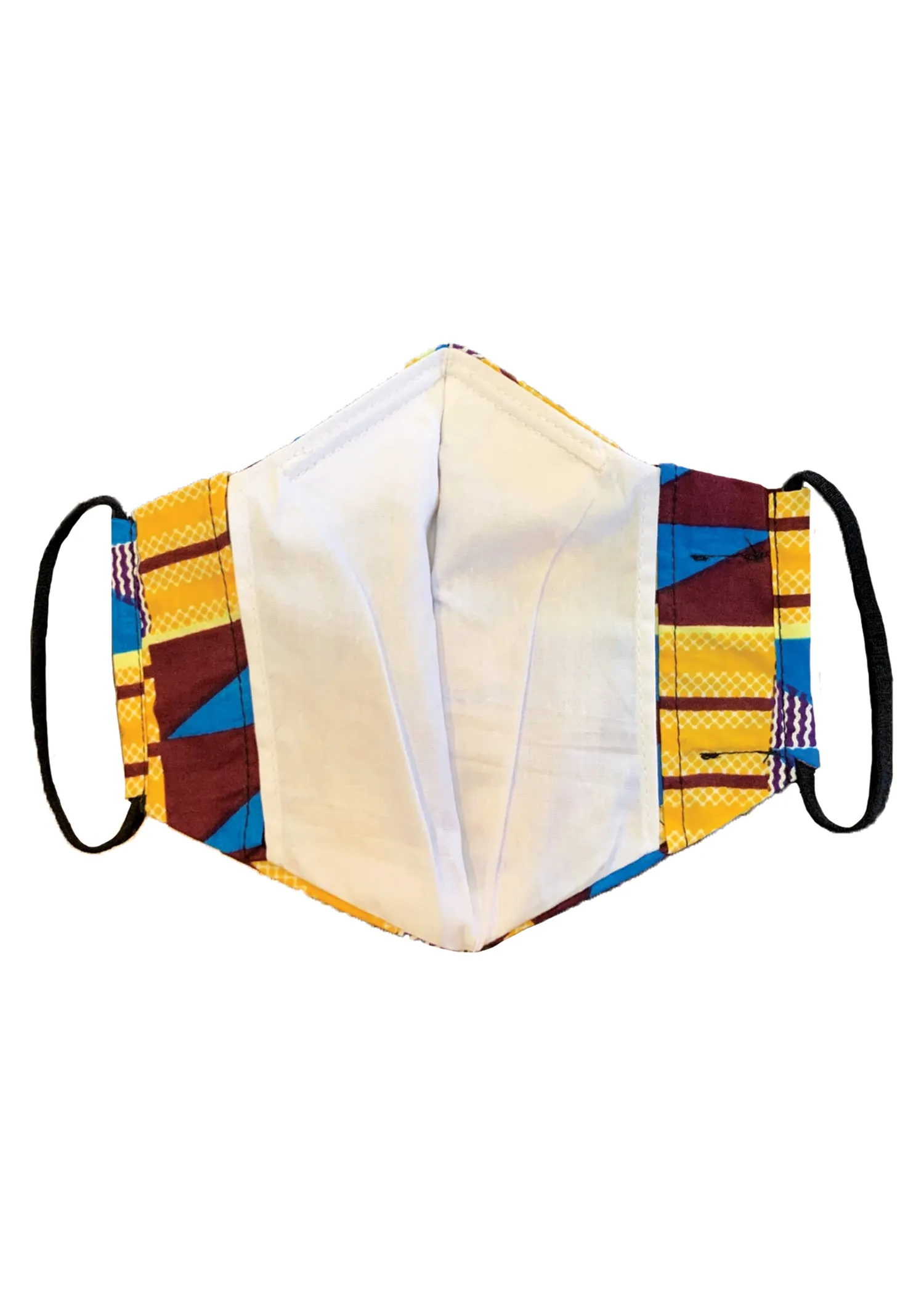Dabo African Print 2 Layer Reusable Face Mask (Tan Blue Kente)-Clearance sold by D'iyanu product image thumbnail 4
