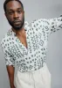 Ajisomo Men's African Print Tunic Shirt (White Olive Tribal) sold by D'iyanu