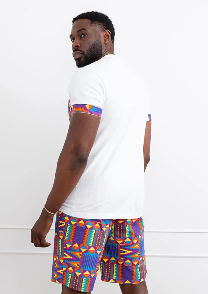 Seun Men's African Print T-Shirt with Pocket (Rainbow Kente) - Clearance sold by D'iyanu product image thumbnail 4