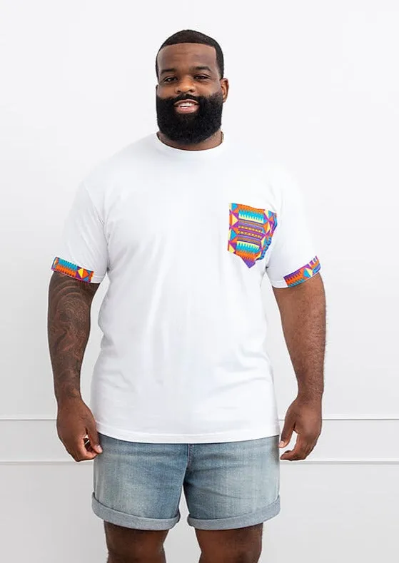 Seun Men's African Print T-Shirt with Pocket (Rainbow Kente) - Clearance sold by D'iyanu product image thumbnail 5