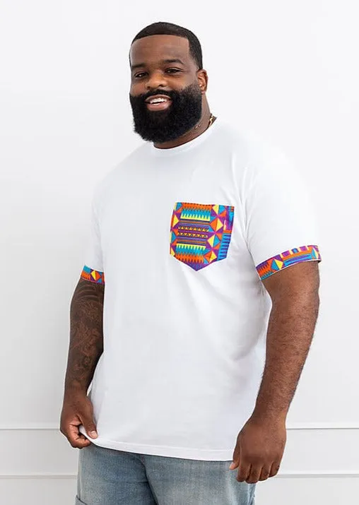 Seun Men's African Print T-Shirt with Pocket (Rainbow Kente) - Clearance sold by D'iyanu product image thumbnail 3