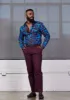 Chane Men's African Print Button-Up Shirt (Fig Blue Geometric) - Clearance sold by D'iyanu