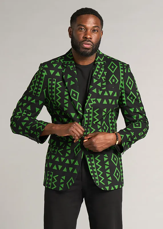 Hami Men's African Print Lightweight Blazer (Moss Black Geometric) sold by D'iyanu
