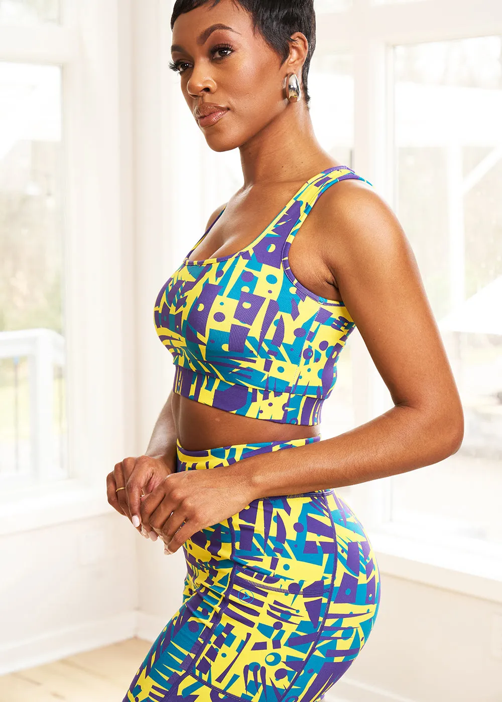 Adamma Women's African Print Sports Bra (Neon Tropical Stamp) sold by D'iyanu product image thumbnail 2