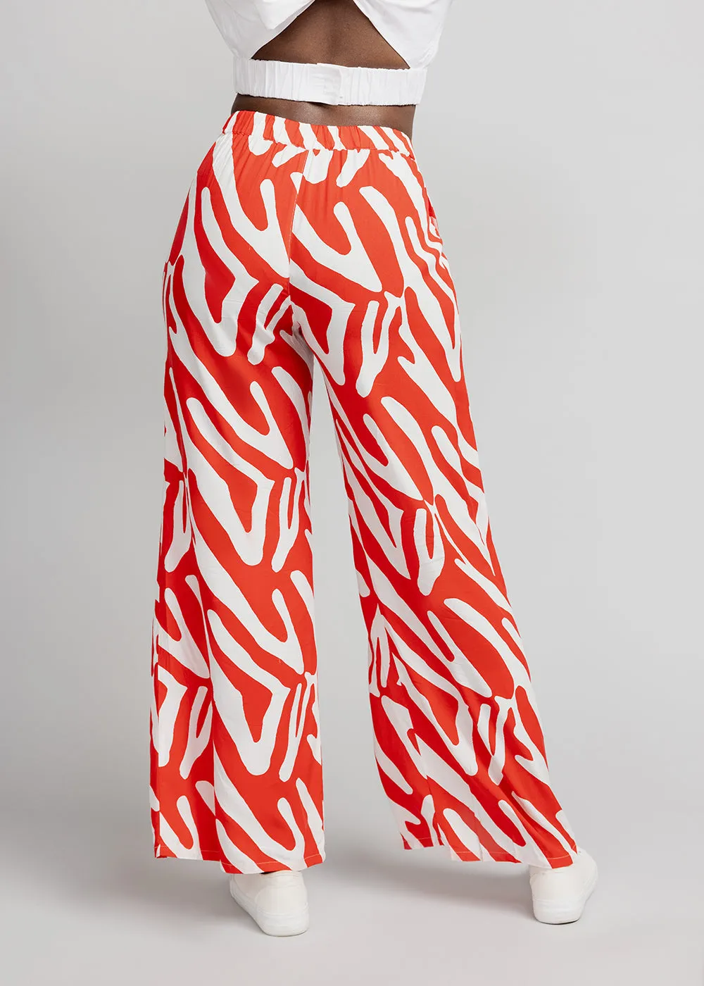 Sika Women's African Print Wide Leg Pants (Deep Orange Zebra Abstract) - Clearance sold by D'iyanu product image thumbnail 5