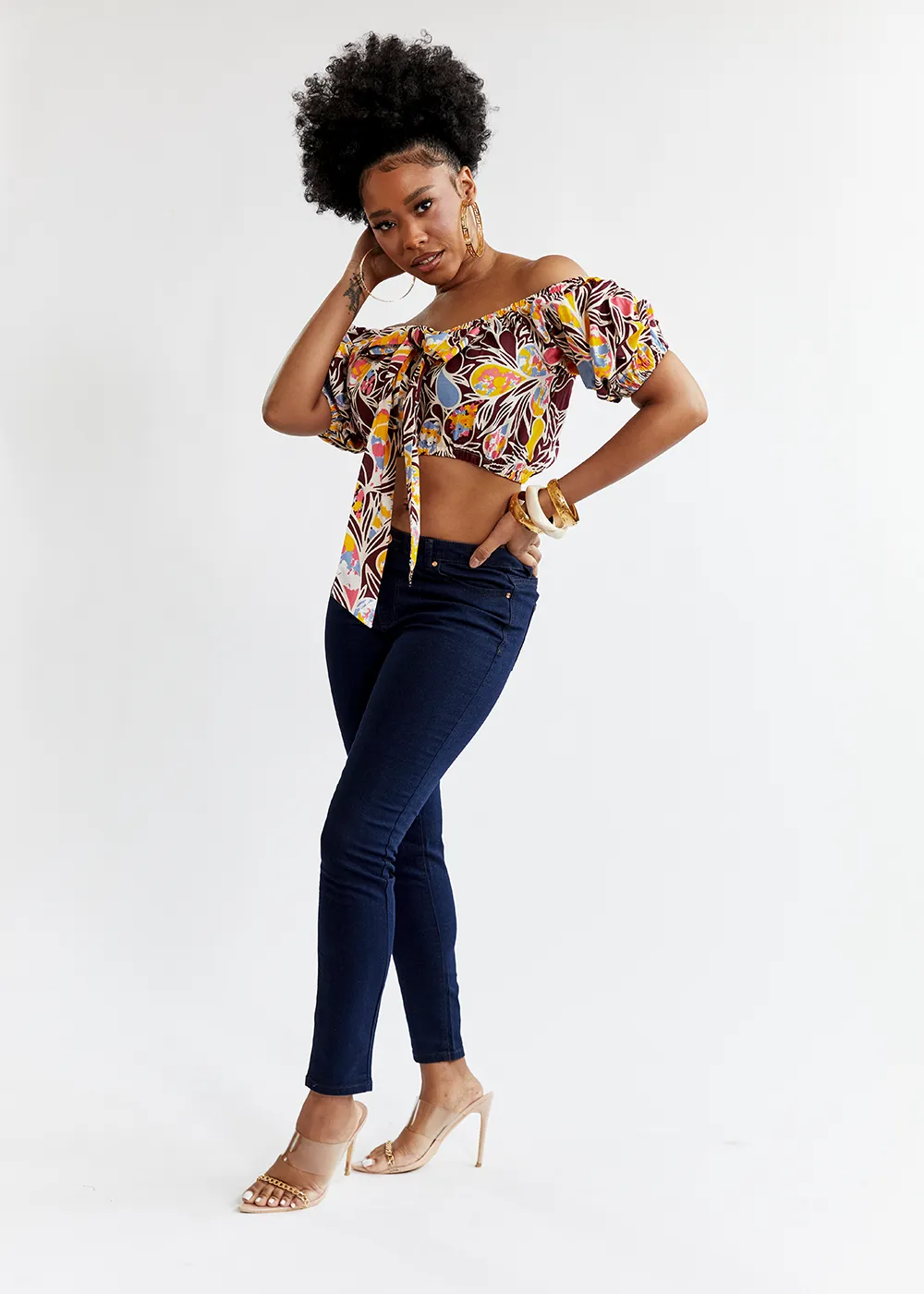 Farasha Women's African Print Tie Crop Top (Tropical Paisley) - Clearance sold by D'iyanu product image thumbnail 4