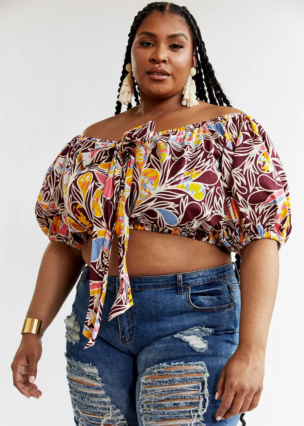 Farasha Women's African Print Tie Crop Top (Tropical Paisley) - Clearance sold by D'iyanu product image thumbnail 2