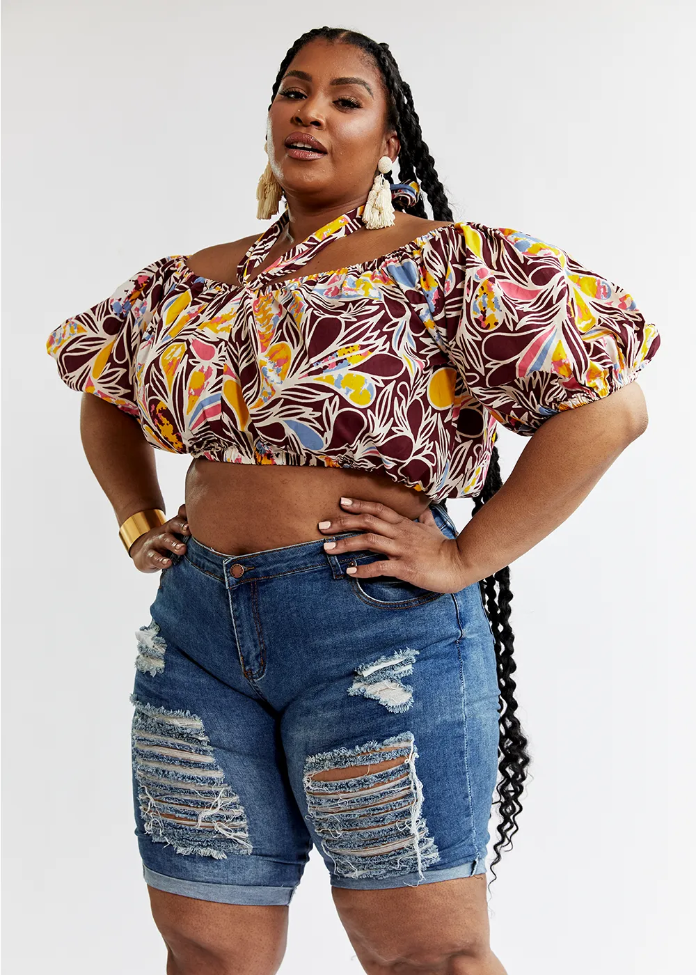 Farasha Women's African Print Tie Crop Top (Tropical Paisley) - Clearance sold by D'iyanu product image thumbnail 5